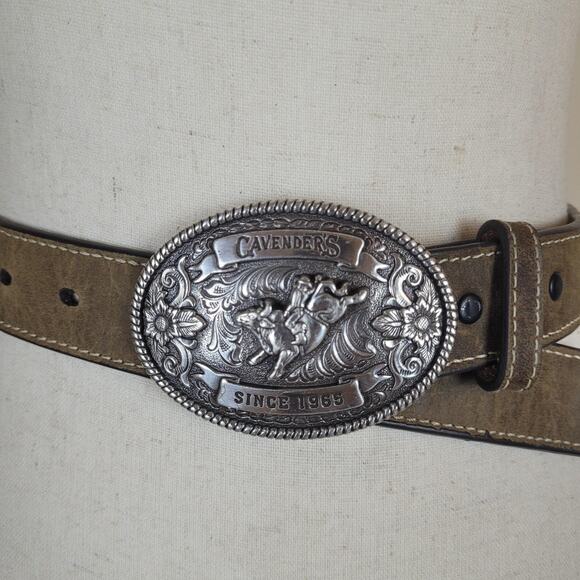 Cavenders Belt Womens 26 Brown Leather Western Concho Braided Cowgirl Rodeo - Picture 2 of 7